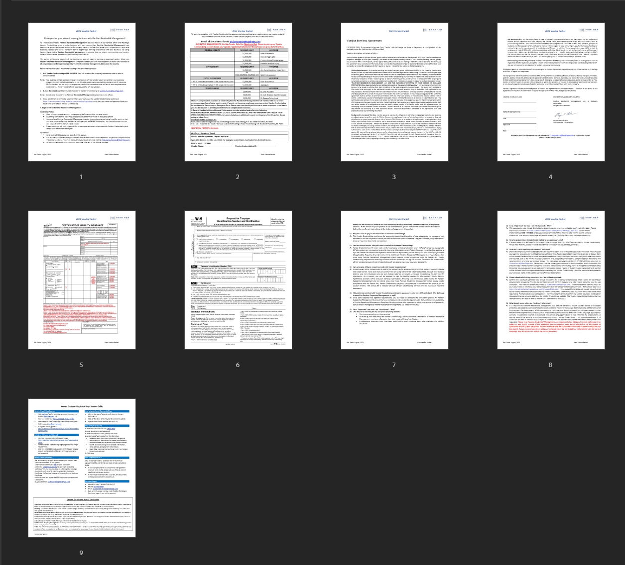 Manual vendor onboarding packet — a 9-page PDF sent over email
