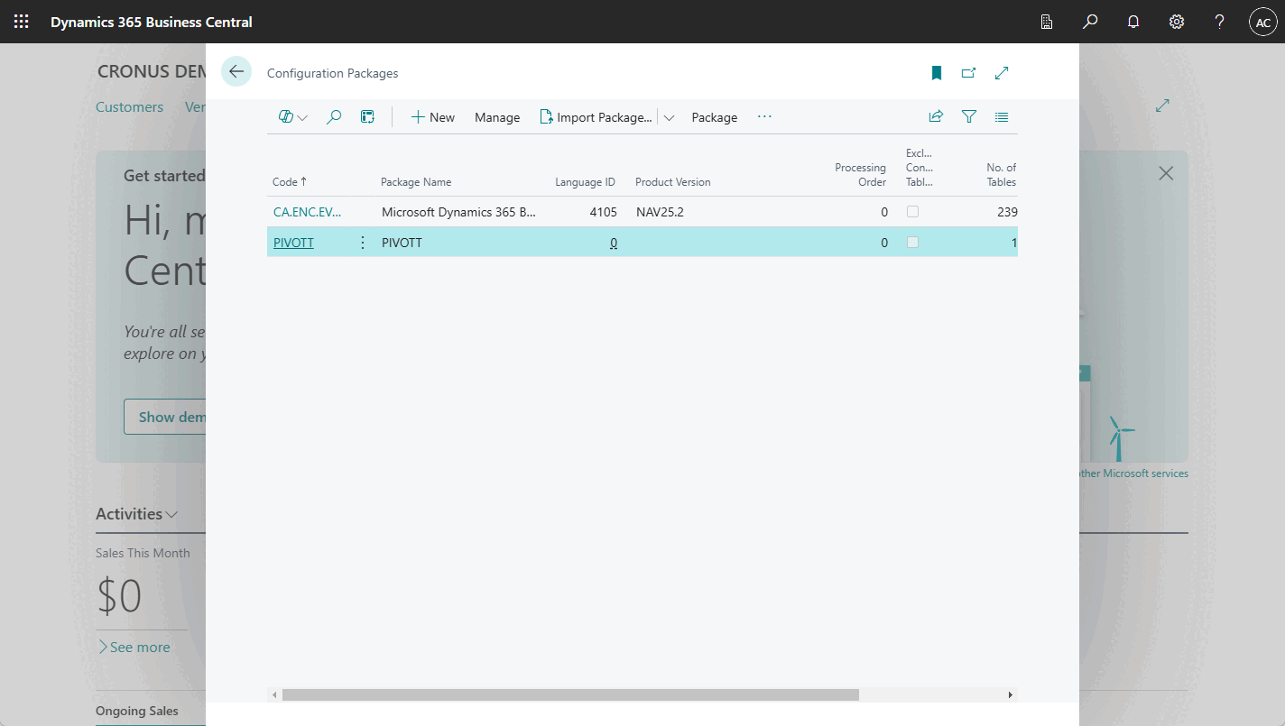Microsoft Dynamics Business Central Configuration Package import flow