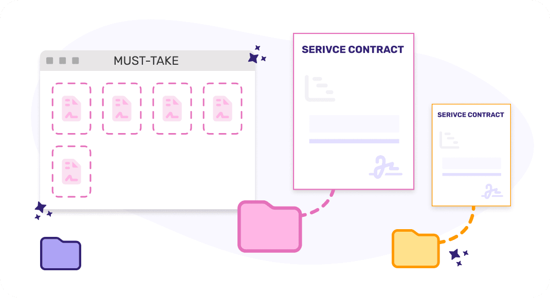 Generated disposition package compiling contracts, attachments, and metadata for a property